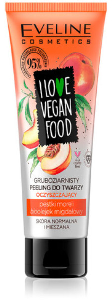 Eveline I LOVE VEGAN FOOD Gruboziarnisty peeling do twarzy Pestki moreli 75ml 48379-uniw