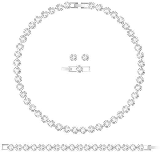 Swarovski Swarovski Angelic All Around Set, White, Rhodium Plating White Rhodium-plated