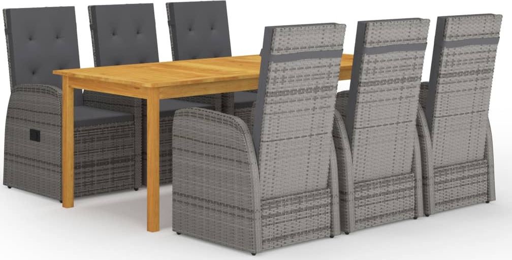vidaXL 7-częściowy zestaw mebli ogrodowych szary 3067906