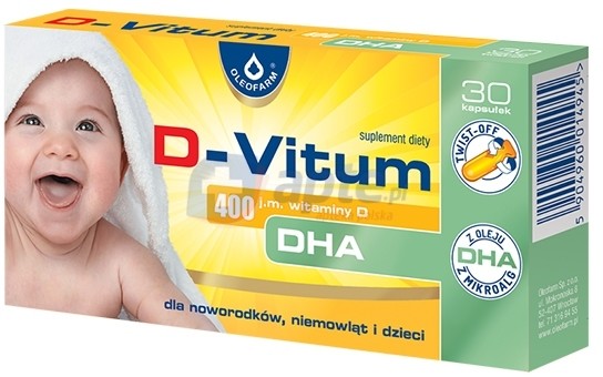 Oleofarm D-Vitum 400 j.m. + DHA x30 kapsułek twist-off