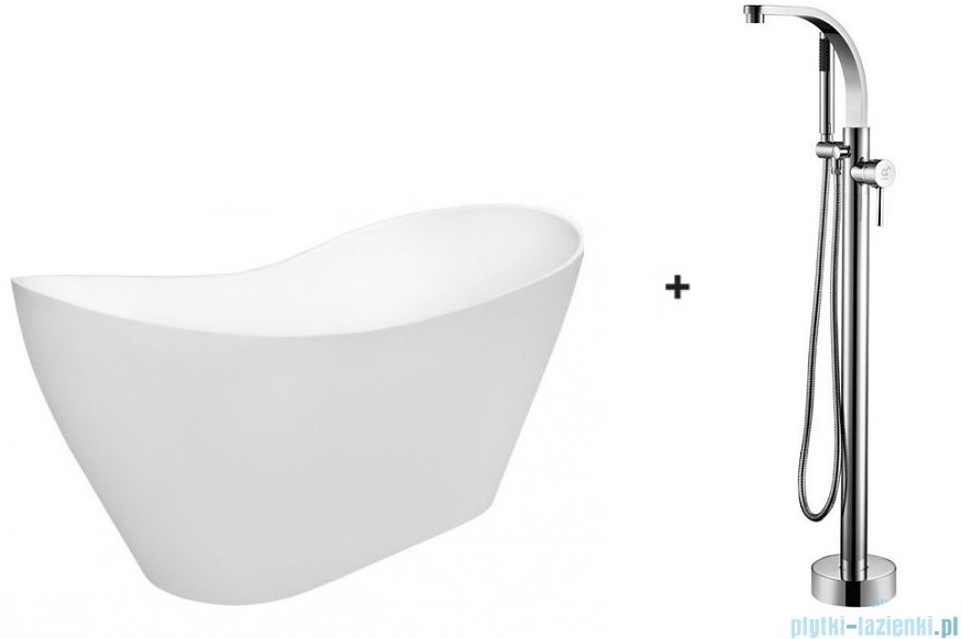 Besco zestaw wanna wolnostojąca Viya 160x70cm #WMD-160-V/BW-D-CH