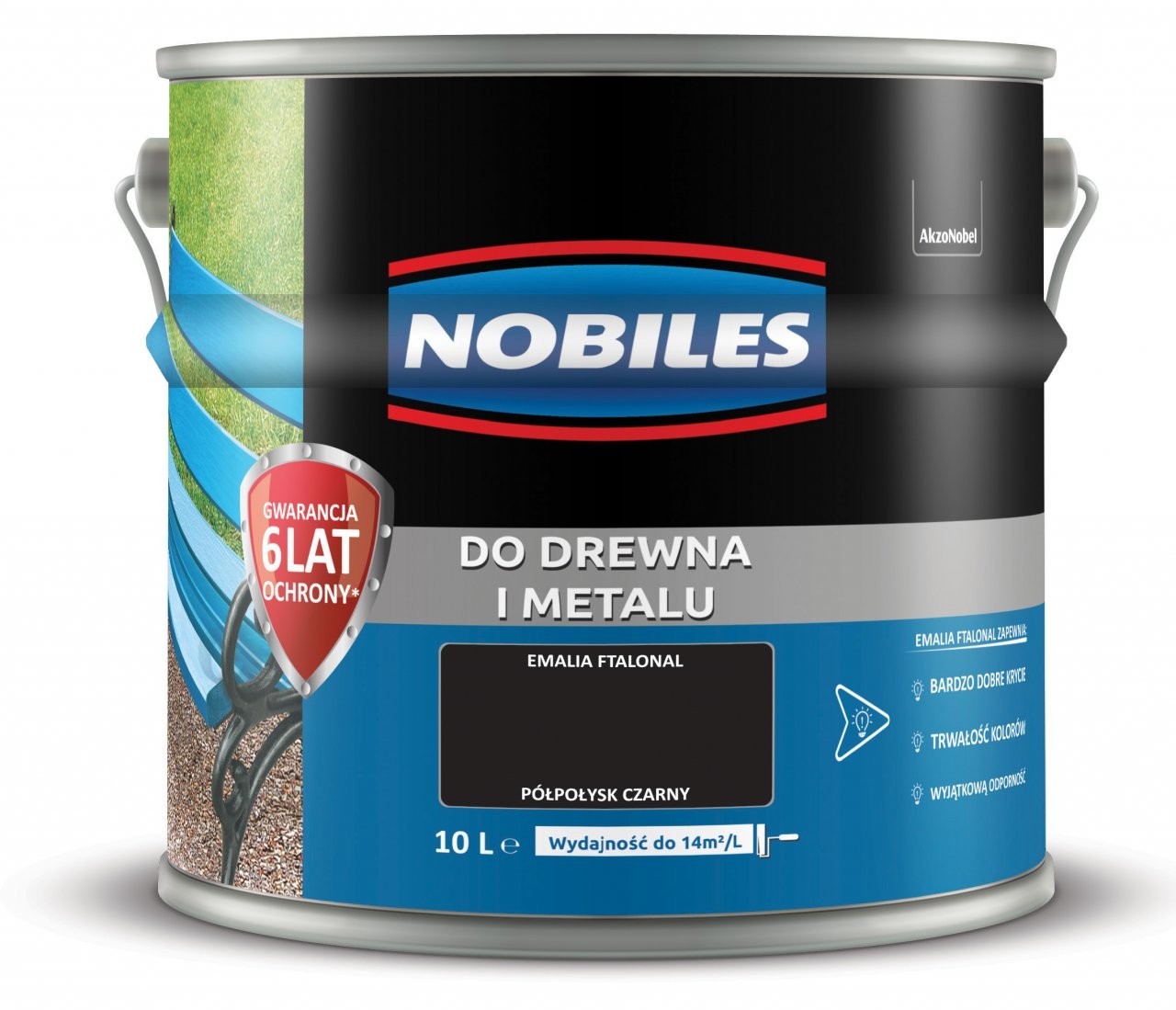 Akzo Nobel Farba do metalu i drewna Ftalonal czarny 10L NOBILES 630023