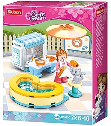 Sluban Klemmbausteine Zakres wellness dla kotów (79 części), klocki zaciskowe, zestaw do zabawy, SL07243 SL07243