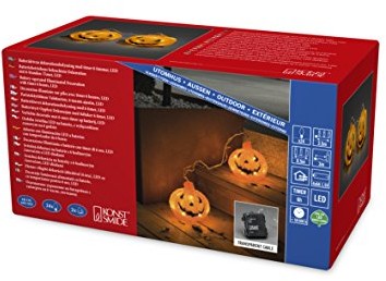 Konstsmide 6137  103 akryl dynia,-częściowy zestaw/na zewnątrz (IP44)/6H Timer/24 ciepło białych diod LED/zasilana na baterie: 4 X AA 1.5 V (brak w wyposażeniu)/przezroczysty przewód 6137-103