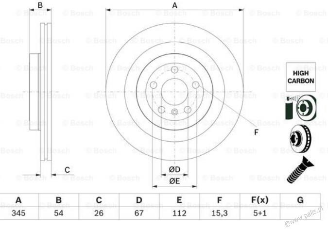 BOSCH Tarcza hamulcowa 0 986 479 F69 BD2814 0986479F69