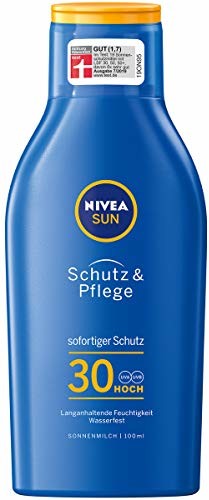 Nivea SUN Ochrona i pielęgnacja mleczko do opalania w opakowaniu 1 szt. (1 x 100 ml rozmiar podróży), nawilżające mleczko do opalania z LSF 30, wodoodporne mleczko do opalania