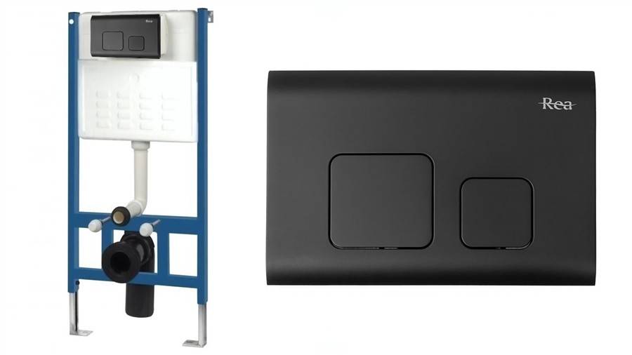 REA Stelaż podtynkowy wc zestaw z przyciskiem F Black E3652