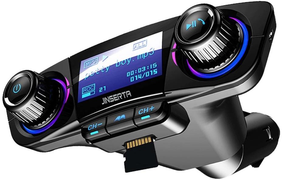 Transmiter FM (Bluetooth + USB + Czytnik Kart Pamięci SD + AUX) z Wyświetlaczem BT06 czarny