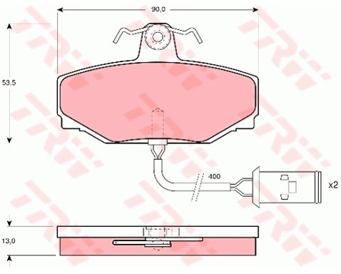 TRW Zestaw klocków hamulcowych, hamulce tarczowe GDB412