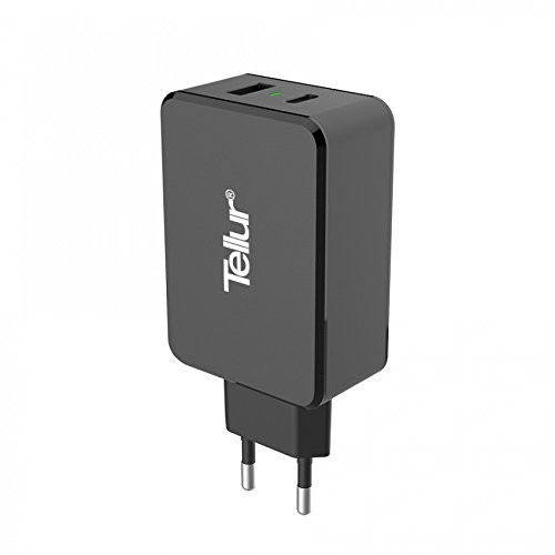 TELLUR ładowarka podróżna QC 3.0 2 porty USB (1 port QC 3.0 i 1 port typu C), czarna TLL151071