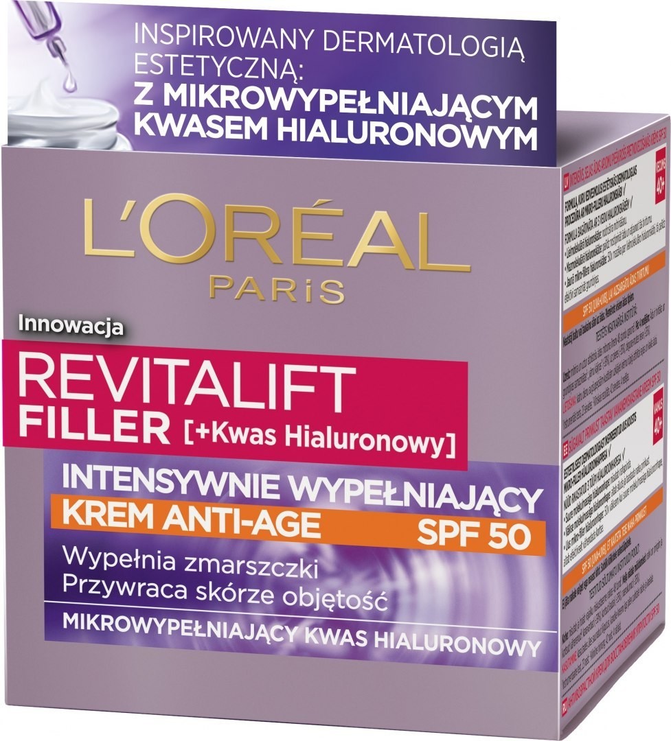 Loreal REVITALIFT FILLER [HA] Krem intensywnie wypełniający zmarszczki Anti-Age SPF50 50ml 125290