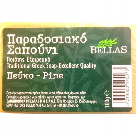 Mydło Greckie Oliwkowe Z Sosną Naturalne 100G