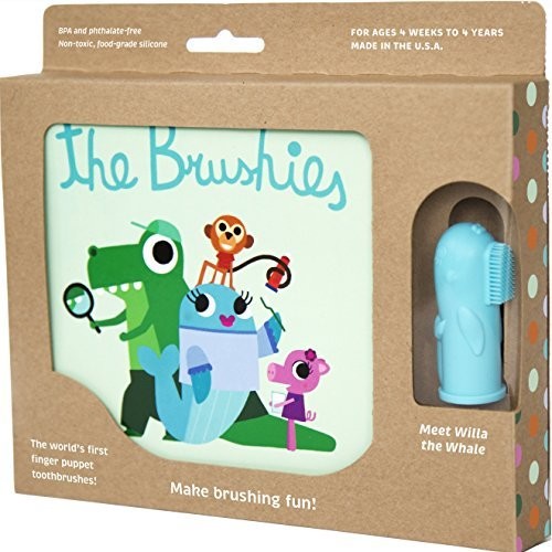 The Brushies Ze względu na to, że brushies Baby i małego dziecka silikon marionetka szczoteczka do zębów i historii Buch  niebieski