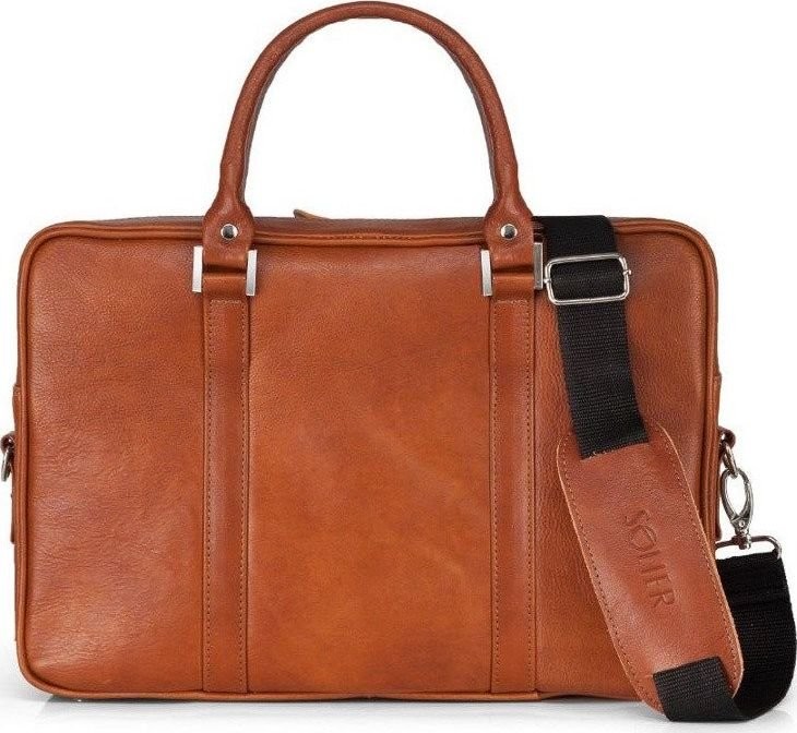 Solier Torba Skórzana męska torba na laptopa SL25 Harvey brąz vintage uniwersalny