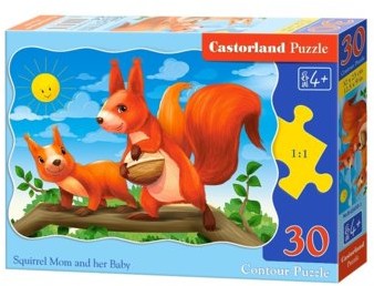 Castorland Puzzle 30 konturowe:Squirrel Mom and her Baby wysyłka w 24h !