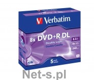 Verbatim DVD+R DL [ jewel case 5 | 8.5GB | 8x | matte silver ] (V43541)