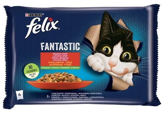 Purina Felix Fantastic Fantastic Wiejskie Smaki wołowina/kurczak w galaretce saszetki 4x85g