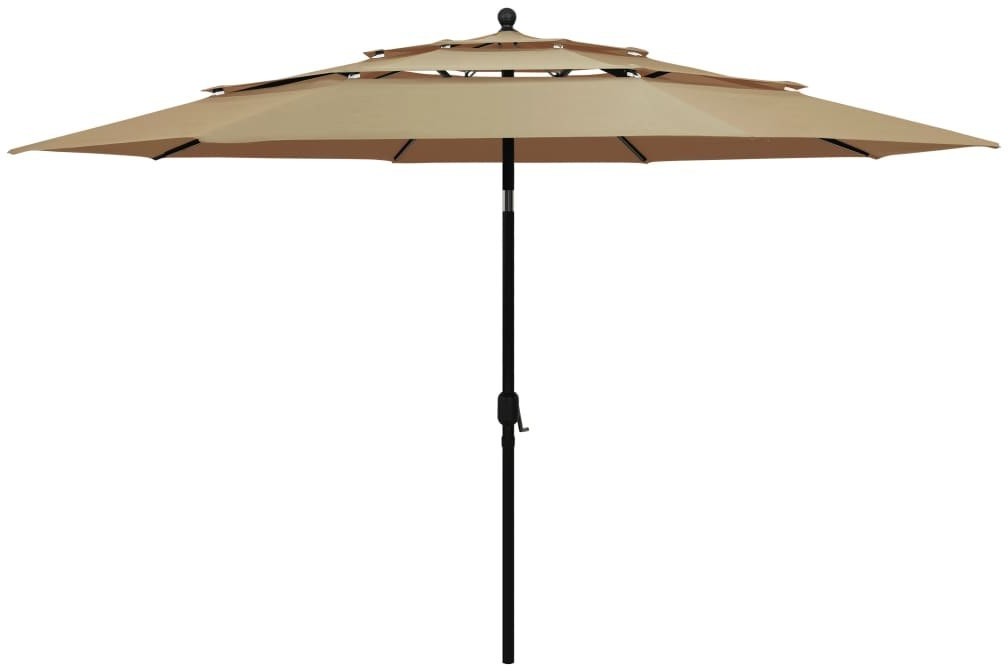 vidaXL 3-poziomowy parasol na aluminiowym słupku, taupe, 3,5 m 313879