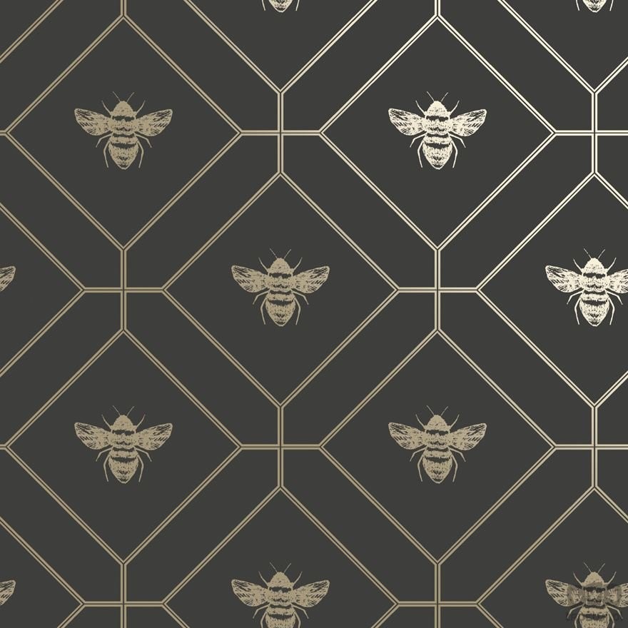 Holden Szara papierowa tapeta z złotymi geometrycznymi akcentami 13081