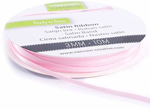 Vaessen Creative Vaessen Creative 301002-0006 tasiemka satynowa różowa, 3 mm x 10 m, wstążka, wstążka dekoracyjna, taśma prezentowa i taśma materiałowa na wesele, chrzest i prezenty urodzinowe, 3 mm 301002-0006