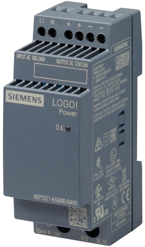 Siemens Logo!power 12 v / 1.9 a stabilized power supply 6EP3321-6SB00-0AY0