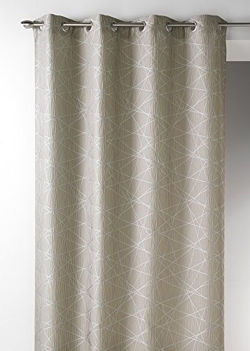 Homemaison Home Maison 09348  8 AL Jacquard Store, firanka, zasłona z oczkami, okrągły, len, 140 x 260 cm, w kolorze srebrnym 09348-8-AL Lin