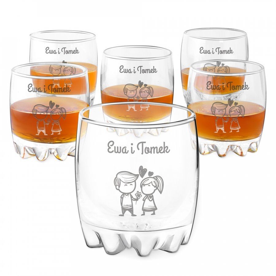 Murrano Szklanki grawerowane sylwana x6 dla pary walentynki ślub rocznica 6xSZS-015