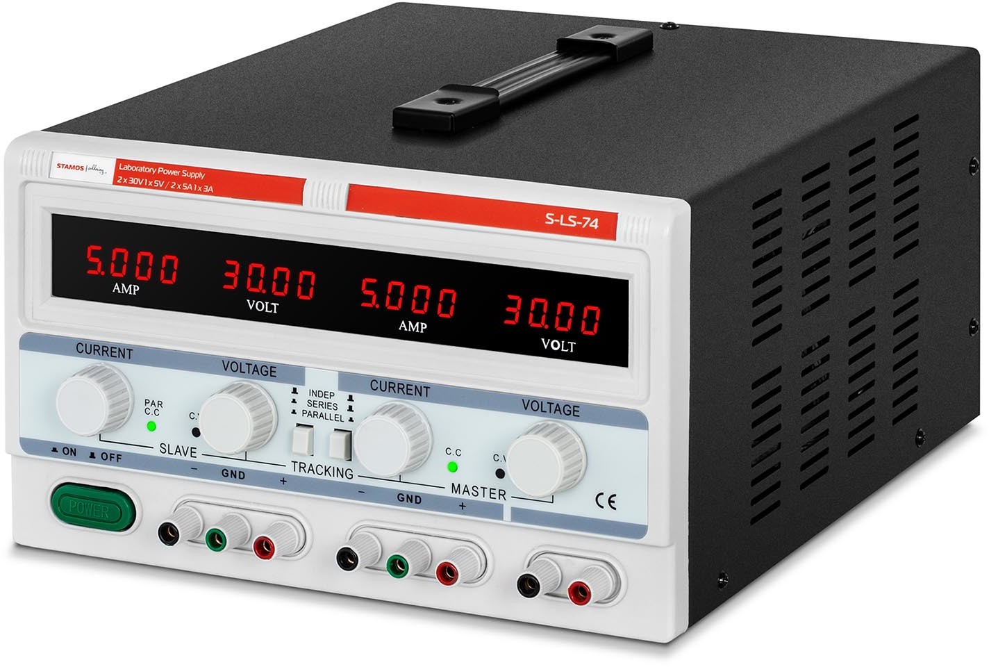 Stamos Soldering Zasilacz laboratoryjny - 0-30 V - 0-5 A DC - trzy kanały - S-LS-74S-LS-74