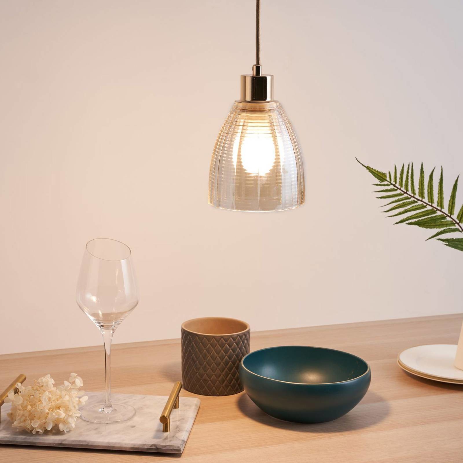 PAULEEN Pauleen Gleaming Gold lampa wisząca ze szkła