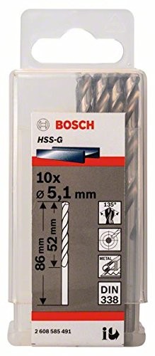 Bosch Professional Bosch Pro szlifowane wiertło do metalu HSS-G (10 sztuki,  5,1 MM) 2608585491