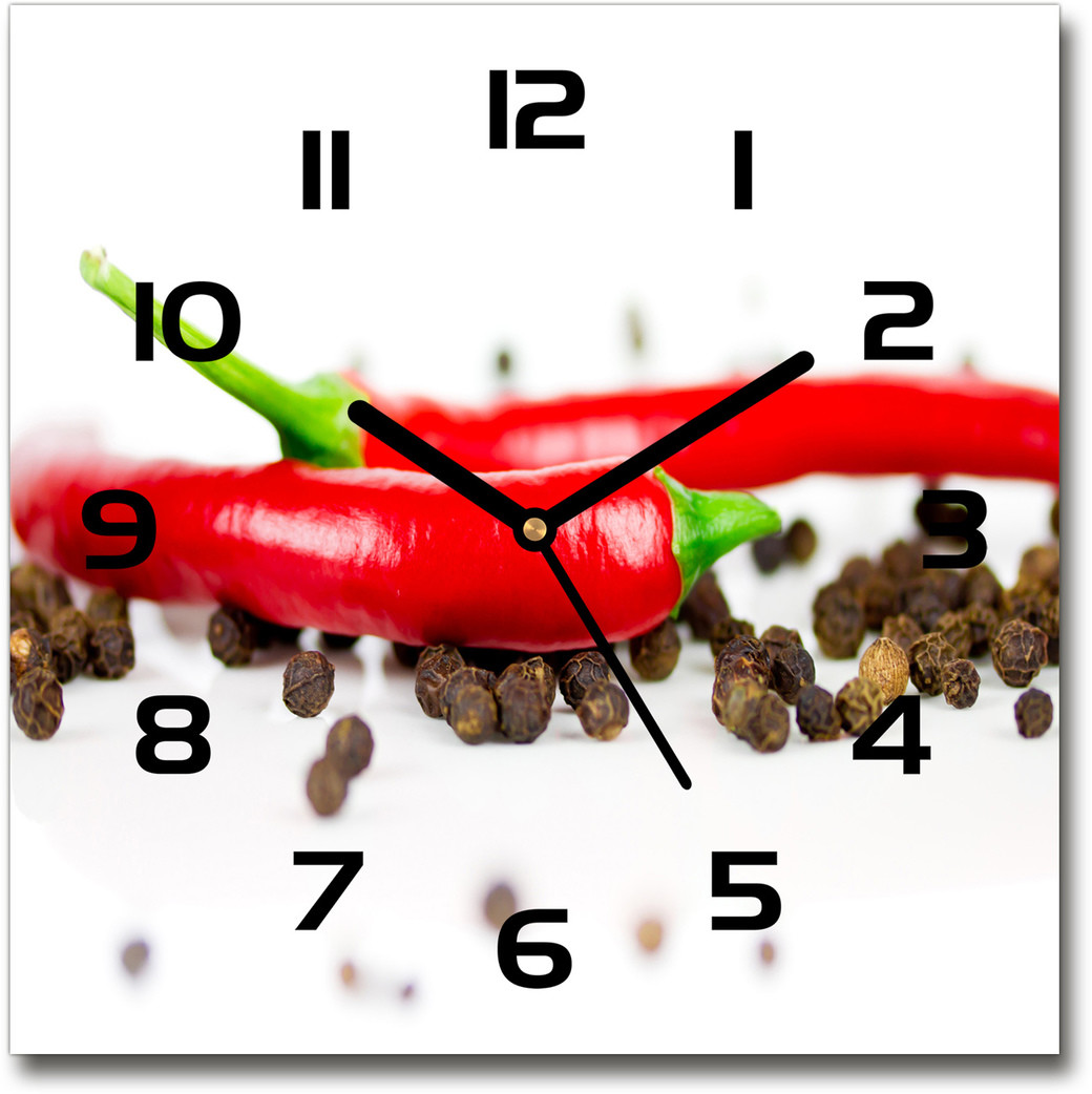 Zegar szklany kwadratowy Chilli i pieprz