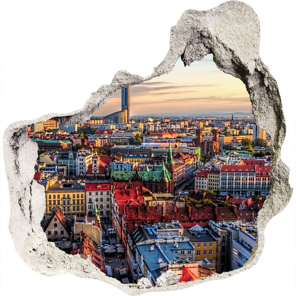 Wallmuralia.pl Fototapeta dziura na ścianę 3d Panorama Wrocławia