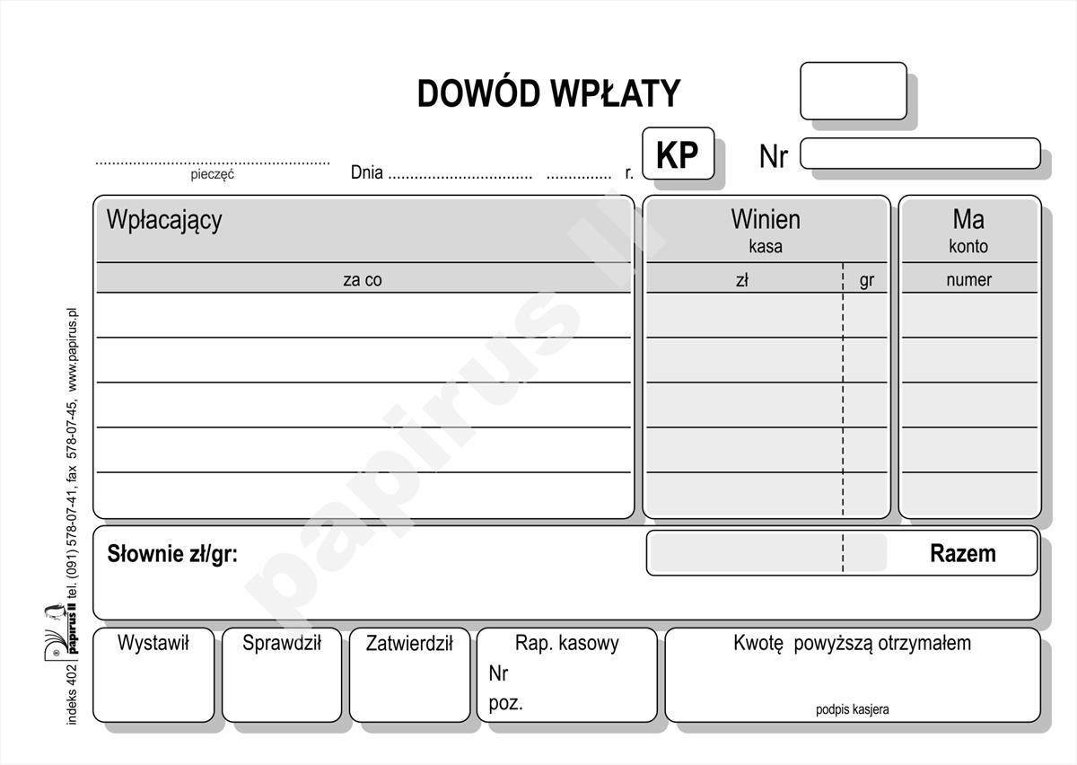 Papirus DRUK DOWOD WPL KP WIELOKOP A6/60K PIR 402 31411-uniw