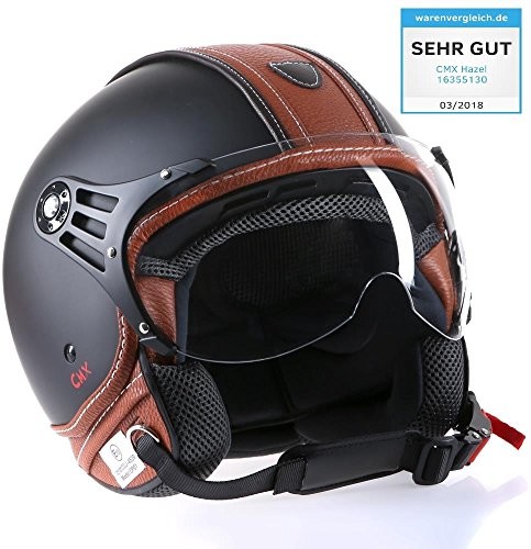 Citomerx kask motorowy CMX Hazel, kask na skuter, matowy, czarny, z elementami skórzanymi, rozmiar S 16355120