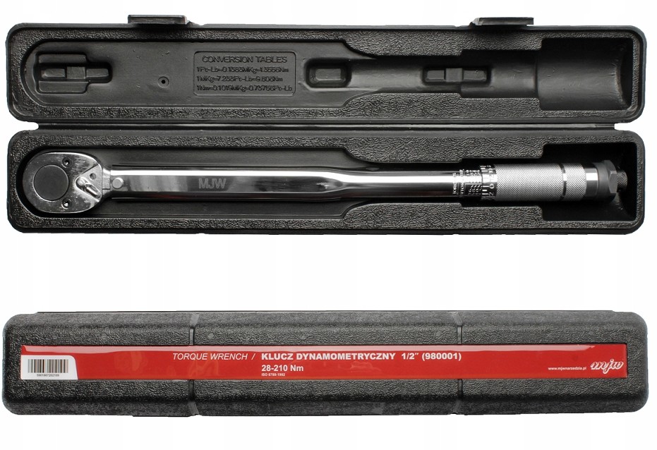 MJW Klucz dynamometryczny 1/2 28-210Nm ceryfikat