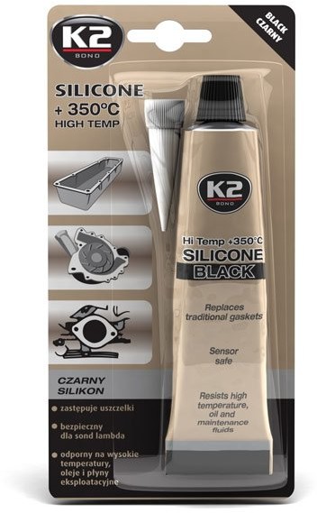 K2 SILIKON +350°C 85g: Wysokotemperaturowy silikon czarny B210