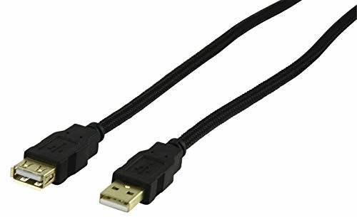 HQ HQCF-M012-1.8 - kabel USB (1,8 m, USB A, USB A, 2.0, złącze męskie/złącze żeńskie, czarne) HQCF-M012-1.8