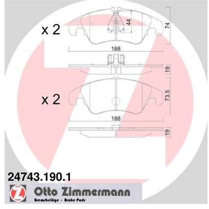 ZIMMERMANN Klocki hamulcowe - komplet 24743.190.1