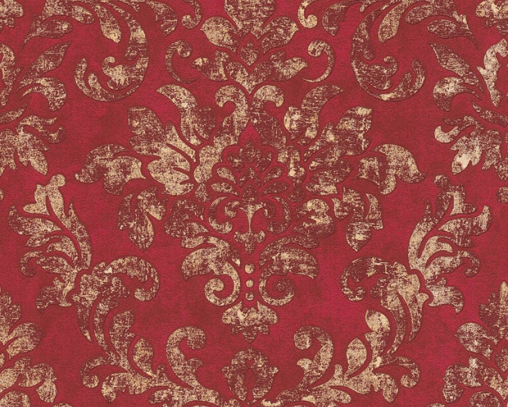 tapeta wzór klasyczny ornament bordo złoty