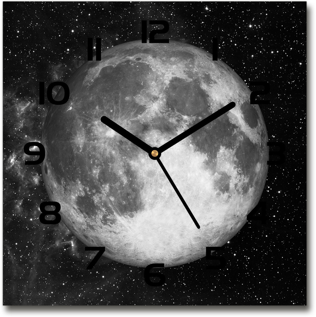 Zegar ścienny szklany kwadratowy Księżyc