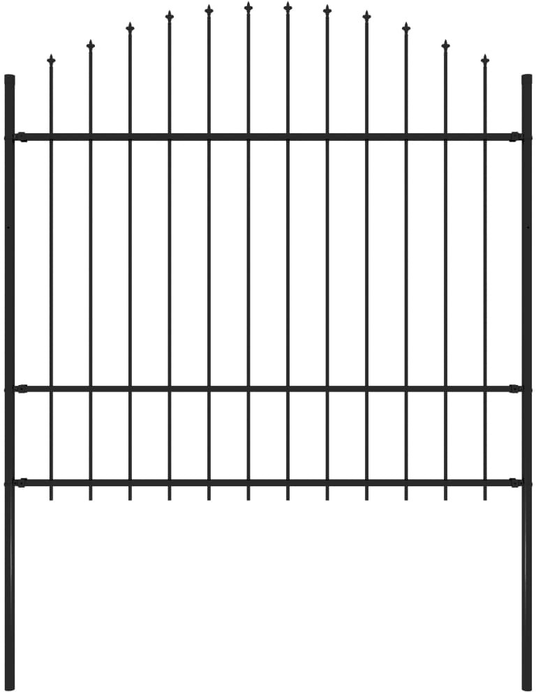 Panel ogrodzeniowy z grotami (1,5-1,75) x 1,7 m, stal, czarny