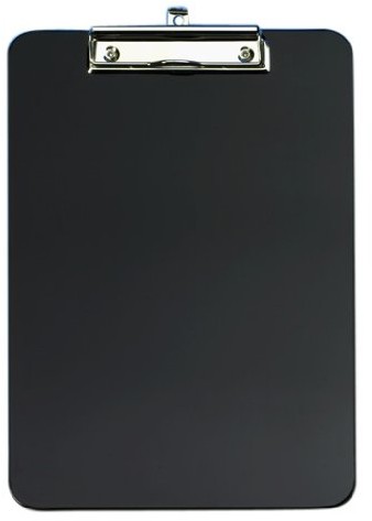 Wedo Podkładka do pisania z klipem  57601 Deska z klipem, format A4, z tworzywa sztucznego, z zaokrąglonymi rogami, z niklowanym, metalowym klipem i uchem do zawieszania, czarny 57 601