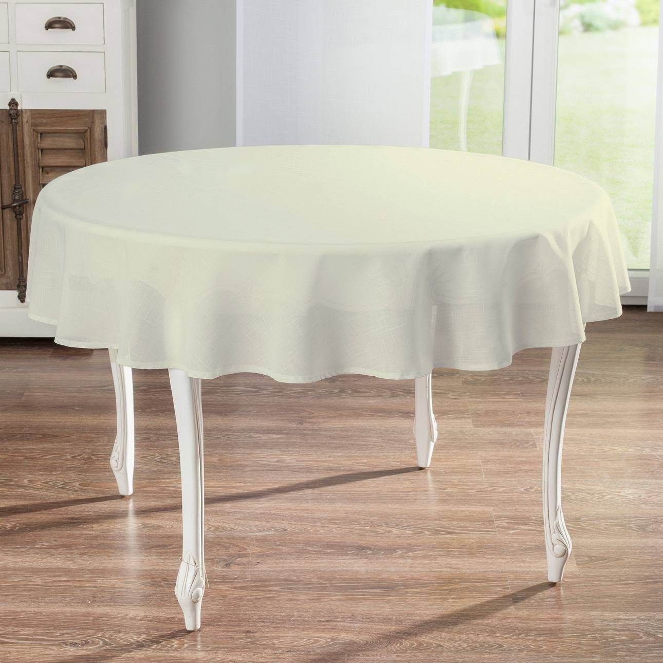 Dekoria Obrus okrągły prześwitująca ecru 60 x cm Romantica 832-128-88