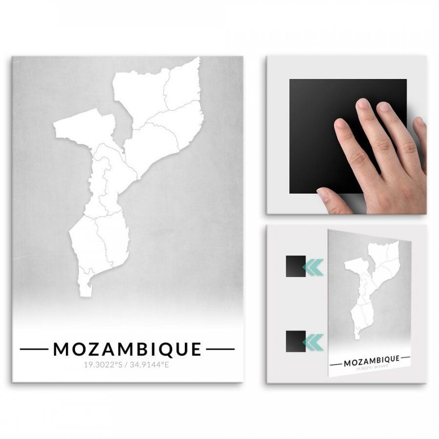 Pix4home Plakat metalowy Mapa B&W Mozambik L POS-L-03949