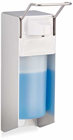 Relaxdays dozownik mydła montaż na ścianie, 500 ml, inteligentna higiena rąk, dozownik środków dezynfekujących, mechanizm pałąkowy, biały 10024242