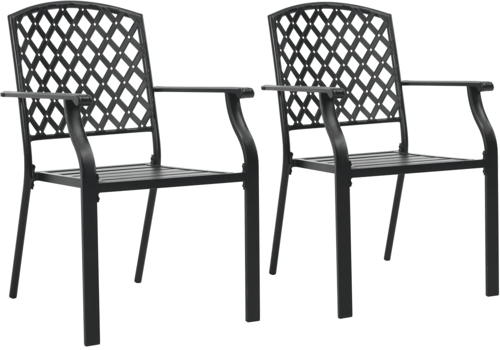 vidaXL Sztaplowane krzesła ogrodowe, 2 szt., stalowa siatka, czarne