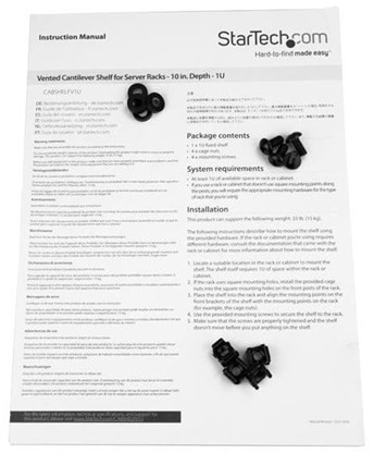 StarTech.com StarTech.com Vented 1U Rack Shelf - 10in Deep - rackhylde - 1U CABSHELFV1U