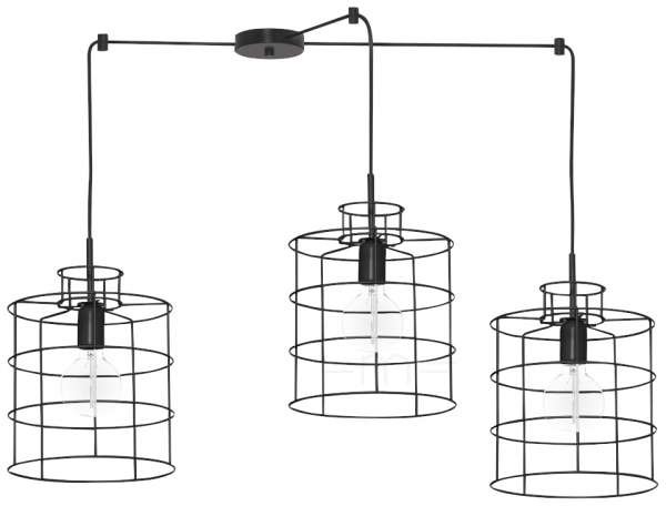 Ramko LAMPA wisząca LANA 67115 minimalistyczna OPRAWA industrialny ZWIS metalowe klatki pająk spider czarna 67115