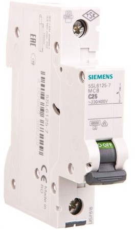 Siemens Wyłącznik nadprądowy 1P C 25A 6kA AC 5SL6125-7