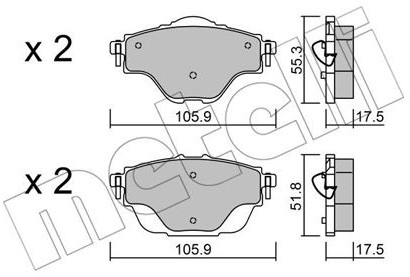 METELLI Zestaw klocków hamulcowych, hamulce tarczowe 22-0988-0 22-0988-0
